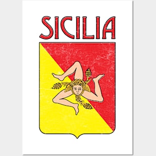 Sicilia - - Old School Faded Style Design Posters and Art